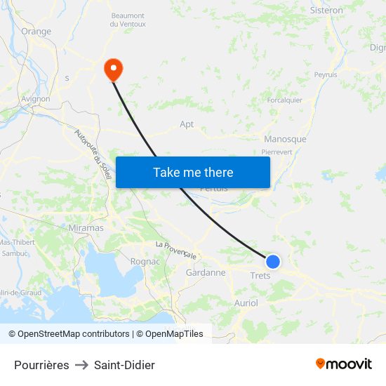 Pourrières to Saint-Didier map