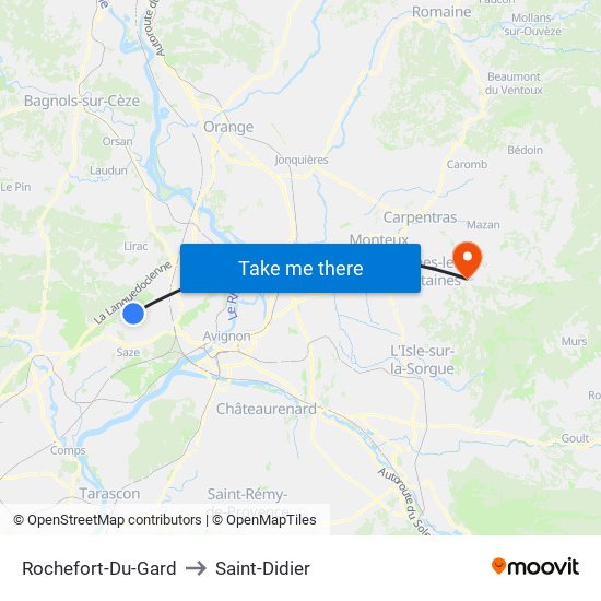 Rochefort-Du-Gard to Saint-Didier map