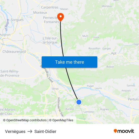 Vernègues to Saint-Didier map