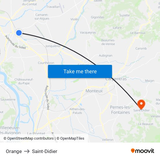 Orange to Saint-Didier map