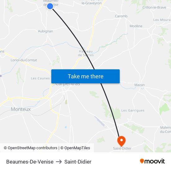 Beaumes-De-Venise to Saint-Didier map