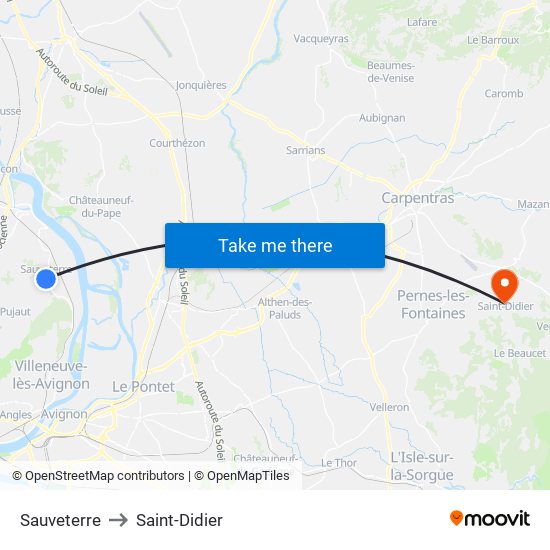 Sauveterre to Saint-Didier map