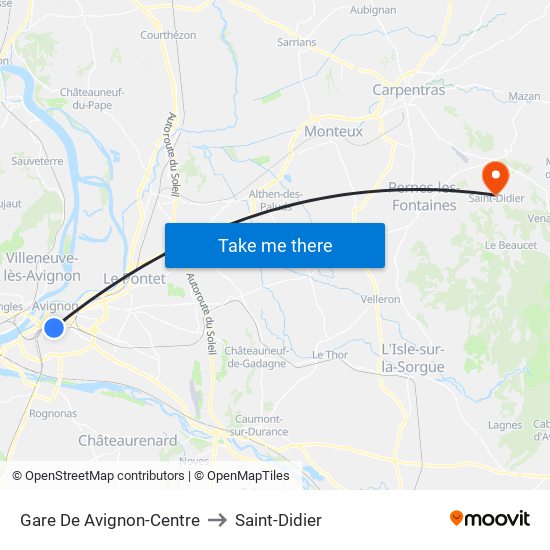 Gare De Avignon-Centre to Saint-Didier map