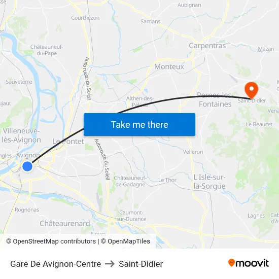 Gare De Avignon-Centre to Saint-Didier map