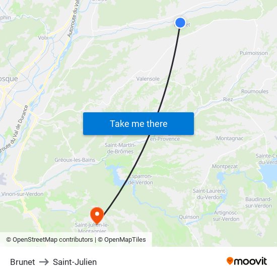 Brunet to Saint-Julien map