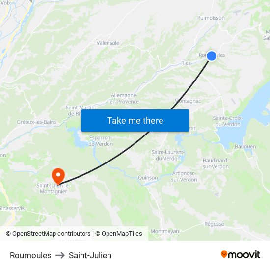 Roumoules to Saint-Julien map