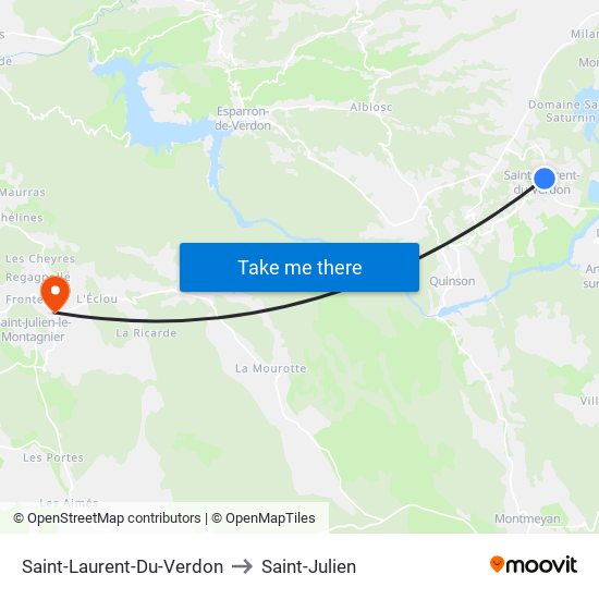 Saint-Laurent-Du-Verdon to Saint-Julien map