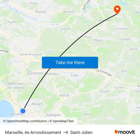 Marseille, 4e Arrondissement to Saint-Julien map
