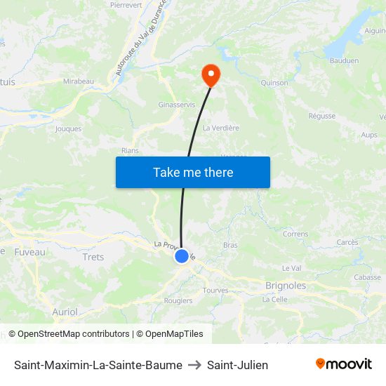 Saint-Maximin-La-Sainte-Baume to Saint-Julien map