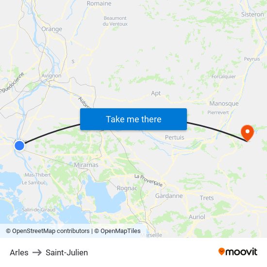 Arles to Saint-Julien map