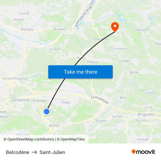 Belcodène to Saint-Julien map