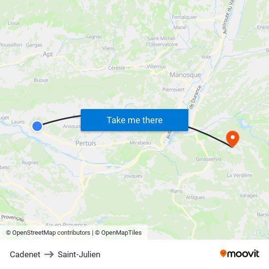 Cadenet to Saint-Julien map