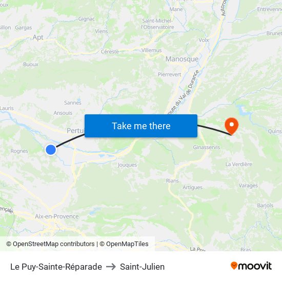 Le Puy-Sainte-Réparade to Saint-Julien map