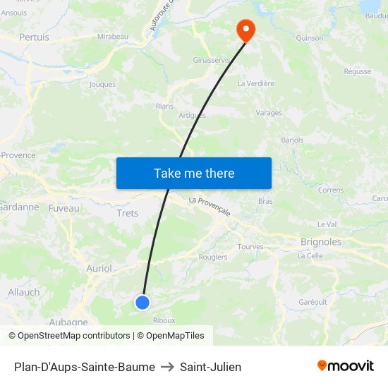 Plan-D'Aups-Sainte-Baume to Saint-Julien map