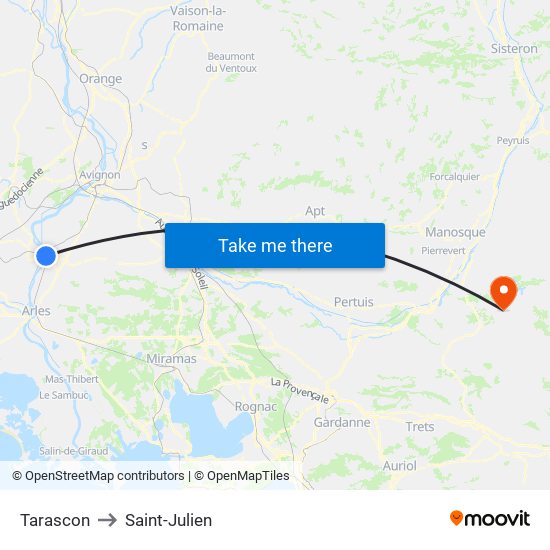 Tarascon to Saint-Julien map