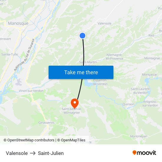 Valensole to Saint-Julien map