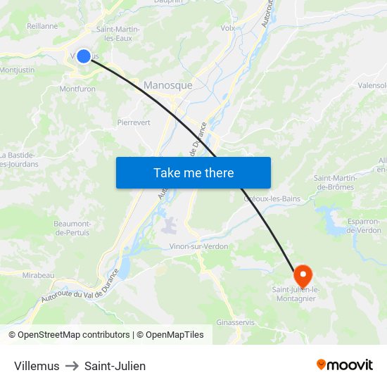 Villemus to Saint-Julien map