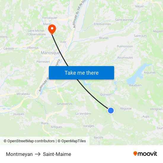 Montmeyan to Saint-Maime map