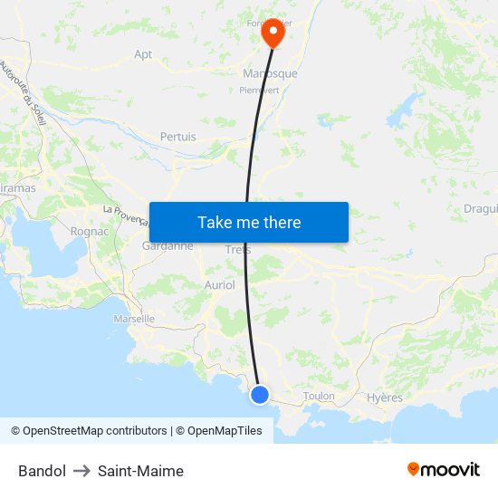 Bandol to Saint-Maime map