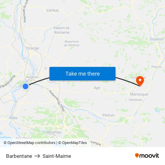 Barbentane to Saint-Maime map