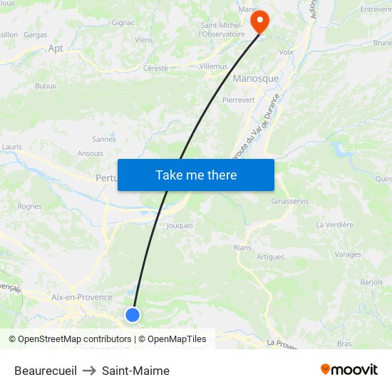 Beaurecueil to Saint-Maime map