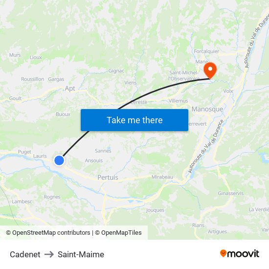 Cadenet to Saint-Maime map