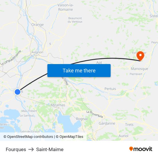 Fourques to Saint-Maime map