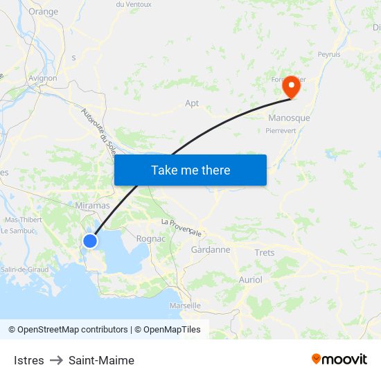 Istres to Saint-Maime map