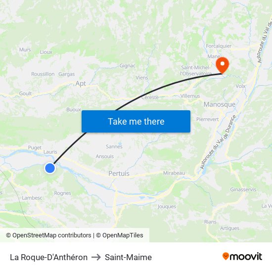 La Roque-D'Anthéron to Saint-Maime map