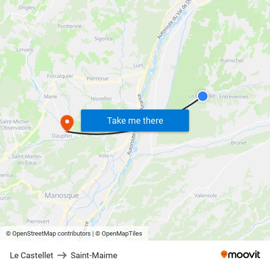Le Castellet to Saint-Maime map