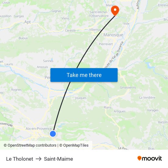 Le Tholonet to Saint-Maime map