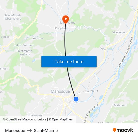 Manosque to Saint-Maime map