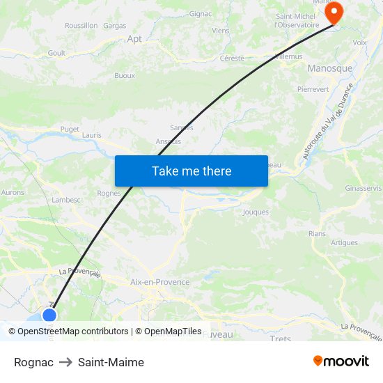 Rognac to Saint-Maime map