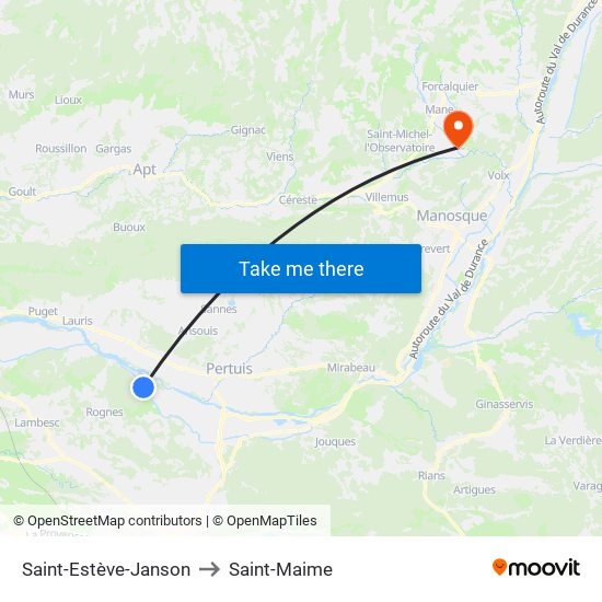 Saint-Estève-Janson to Saint-Maime map