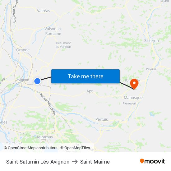 Saint-Saturnin-Lès-Avignon to Saint-Maime map