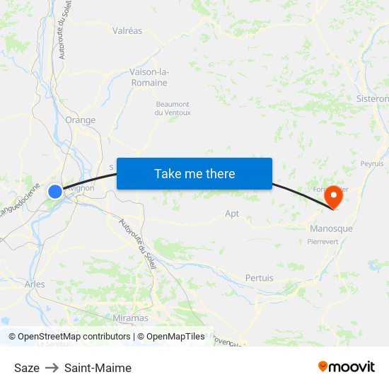 Saze to Saint-Maime map