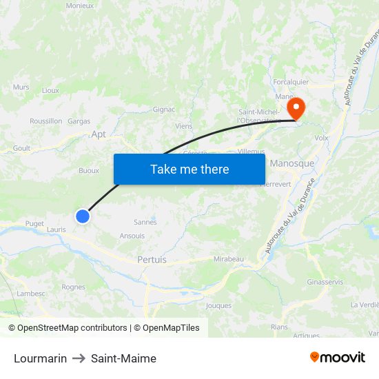 Lourmarin to Saint-Maime map