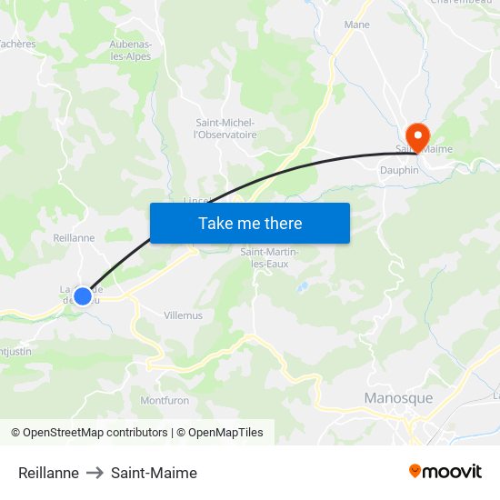 Reillanne to Saint-Maime map