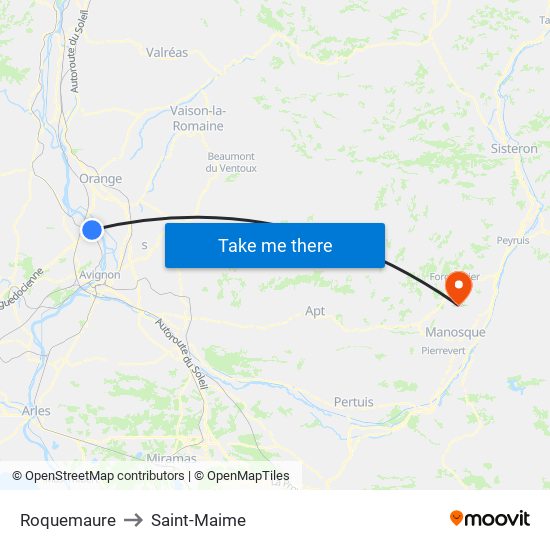 Roquemaure to Saint-Maime map