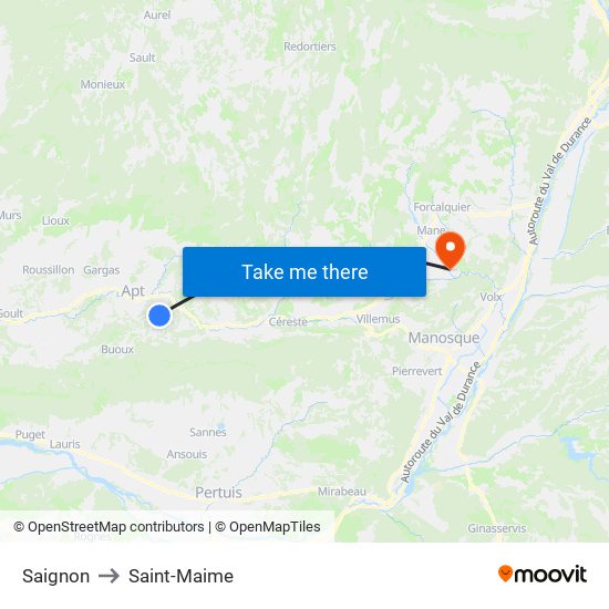 Saignon to Saint-Maime map