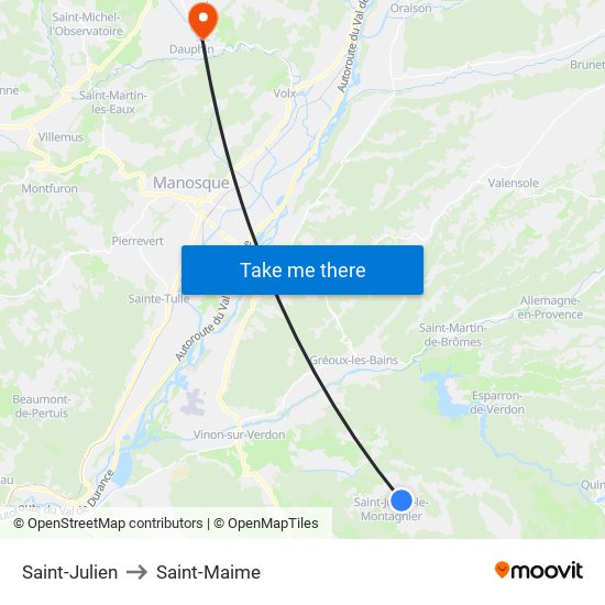 Saint-Julien to Saint-Maime map