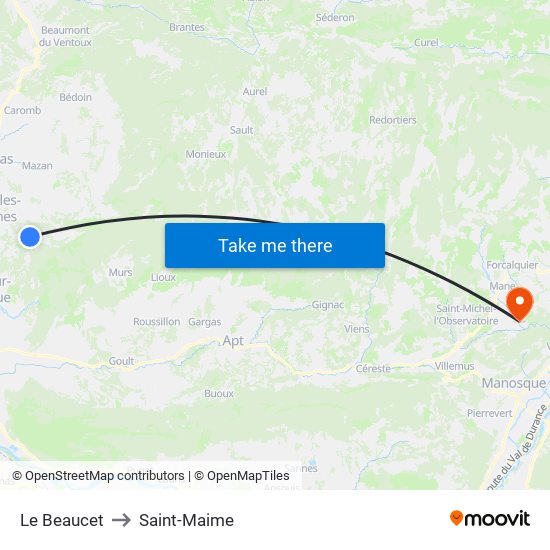 Le Beaucet to Saint-Maime map