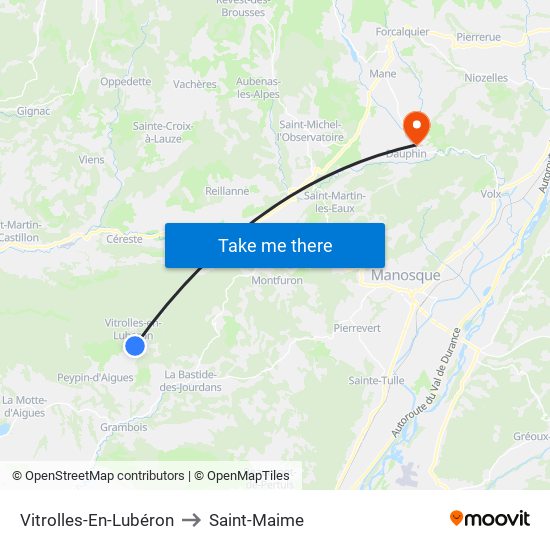 Vitrolles-En-Lubéron to Saint-Maime map
