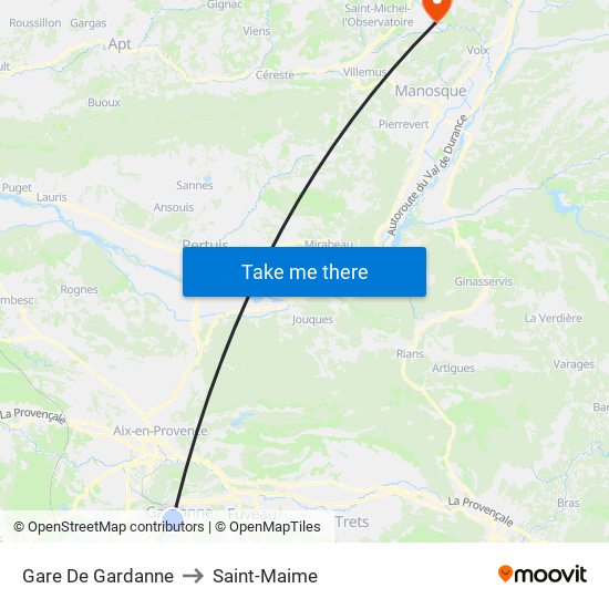 Gare De Gardanne to Saint-Maime map