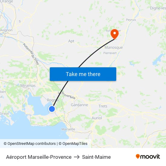 Aéroport Marseille-Provence to Saint-Maime map