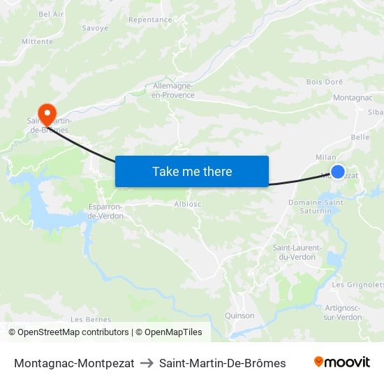 Montagnac-Montpezat to Saint-Martin-De-Brômes map