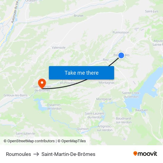 Roumoules to Saint-Martin-De-Brômes map
