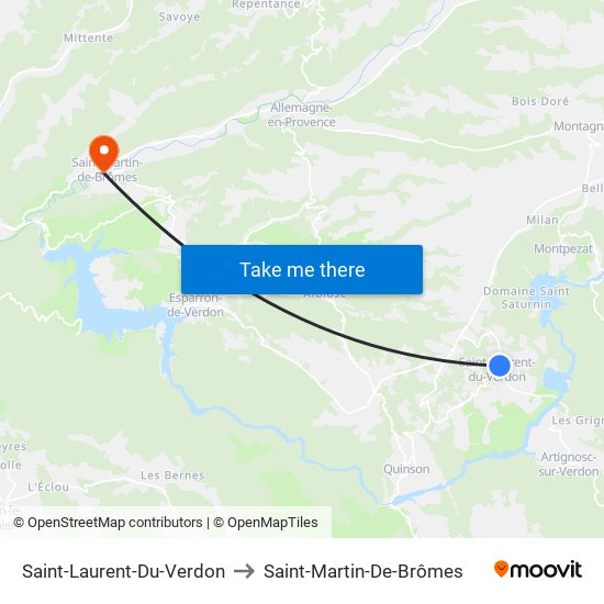 Saint-Laurent-Du-Verdon to Saint-Martin-De-Brômes map