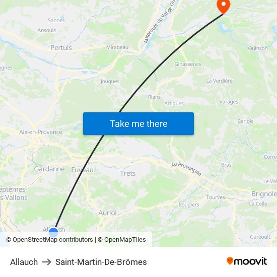 Allauch to Saint-Martin-De-Brômes map