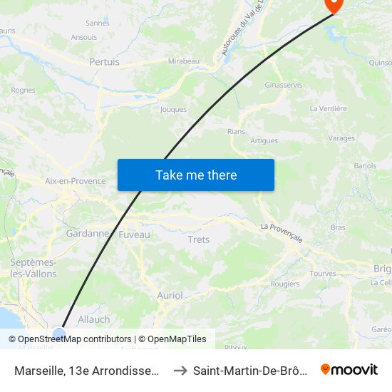 Marseille, 13e Arrondissement to Saint-Martin-De-Brômes map